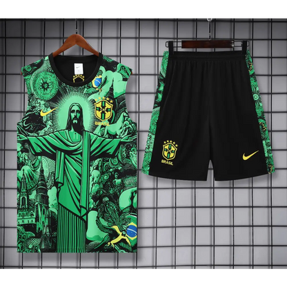 Kit Entraînement Brésil Noir & Vert 2025/2026