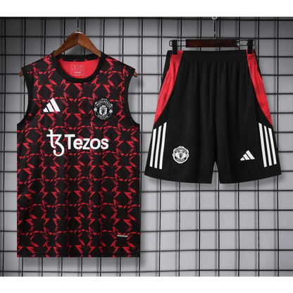 Kit Entraînement Manchester United Noir & Rouge Tâché 2025/2026