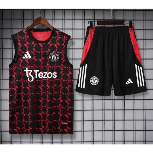 Kit Entraînement Manchester United Noir & Rouge Tâché 2025/2026