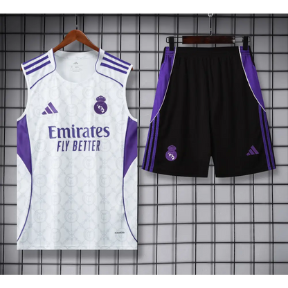 Kit Entraînement Real Madrid Noir & Blanc 2025/2026